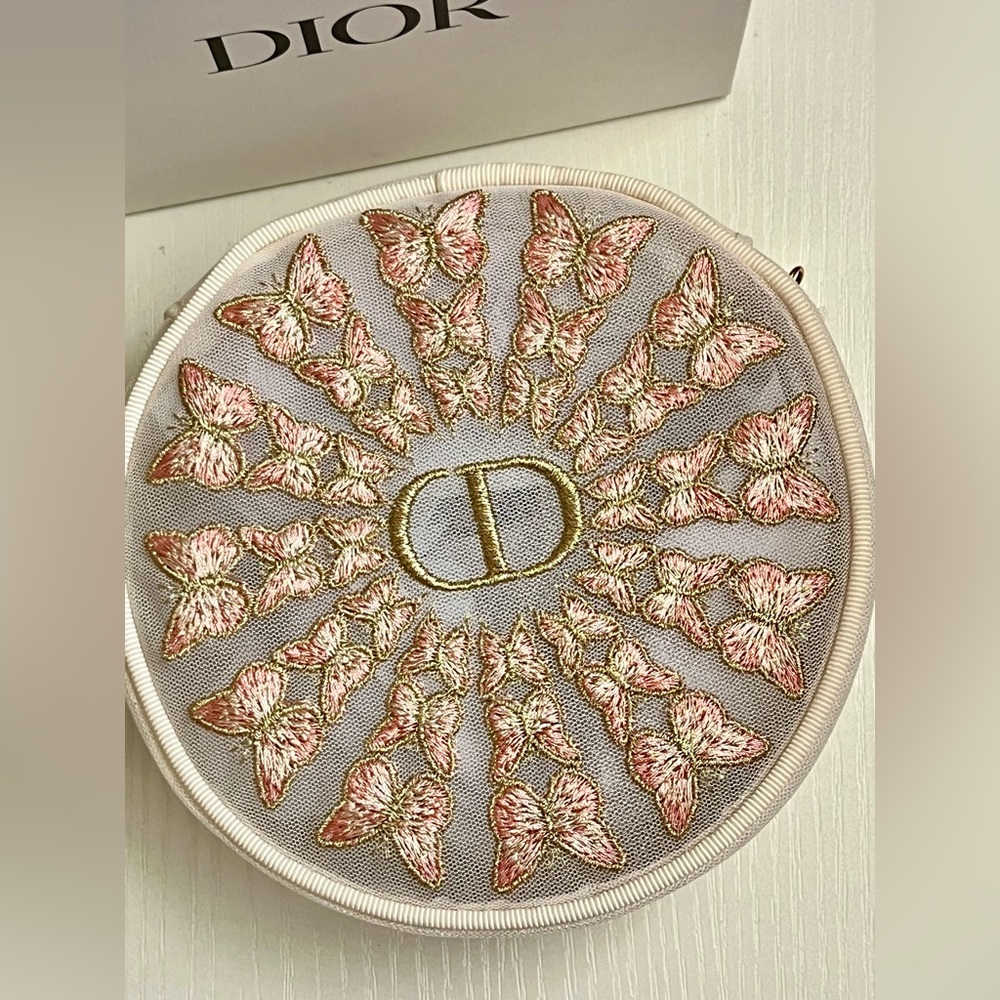 DIOR Embroidered Butterfly Round Makeup Case